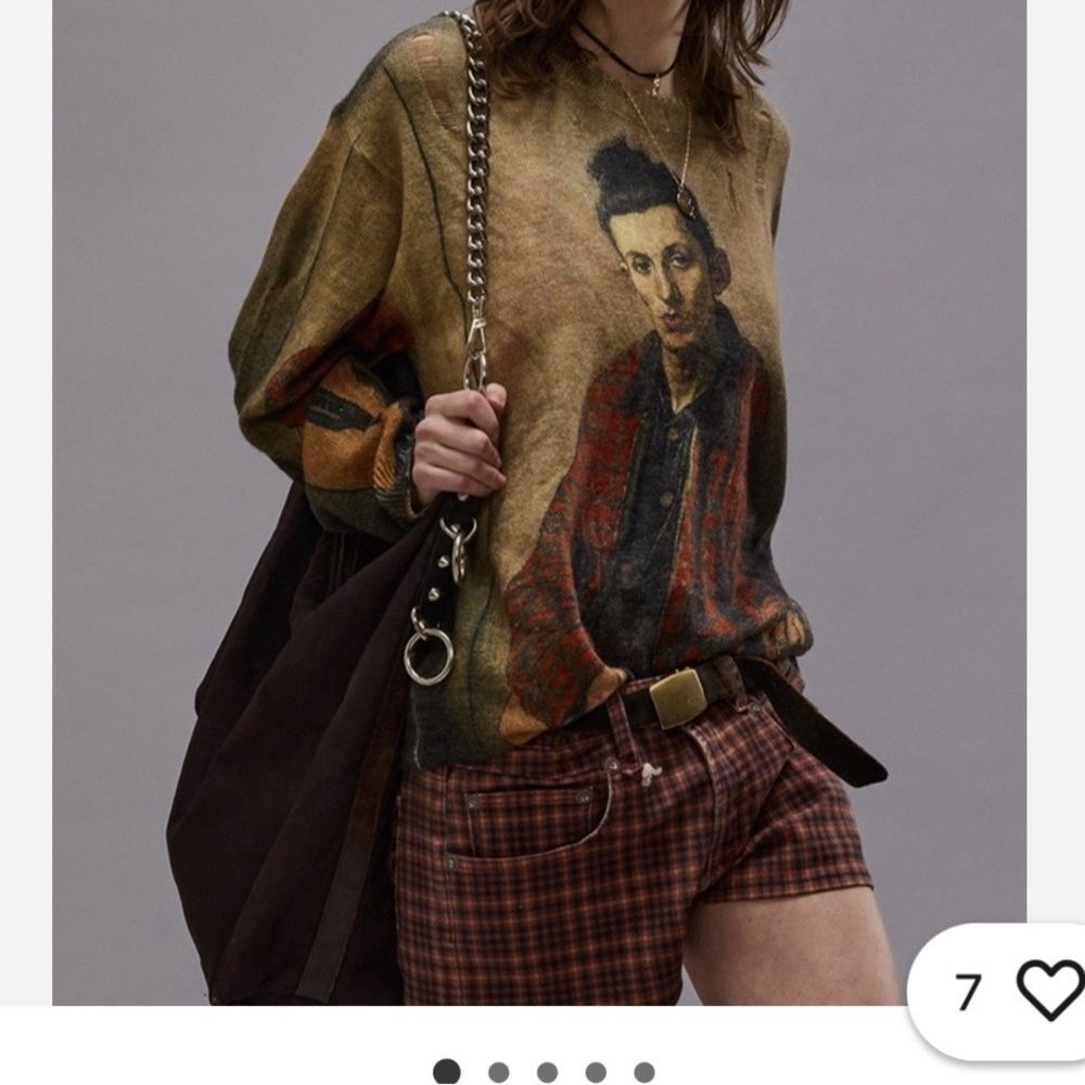 R13 Artistic Unique  Graphic Sweater 100% Cashmere.